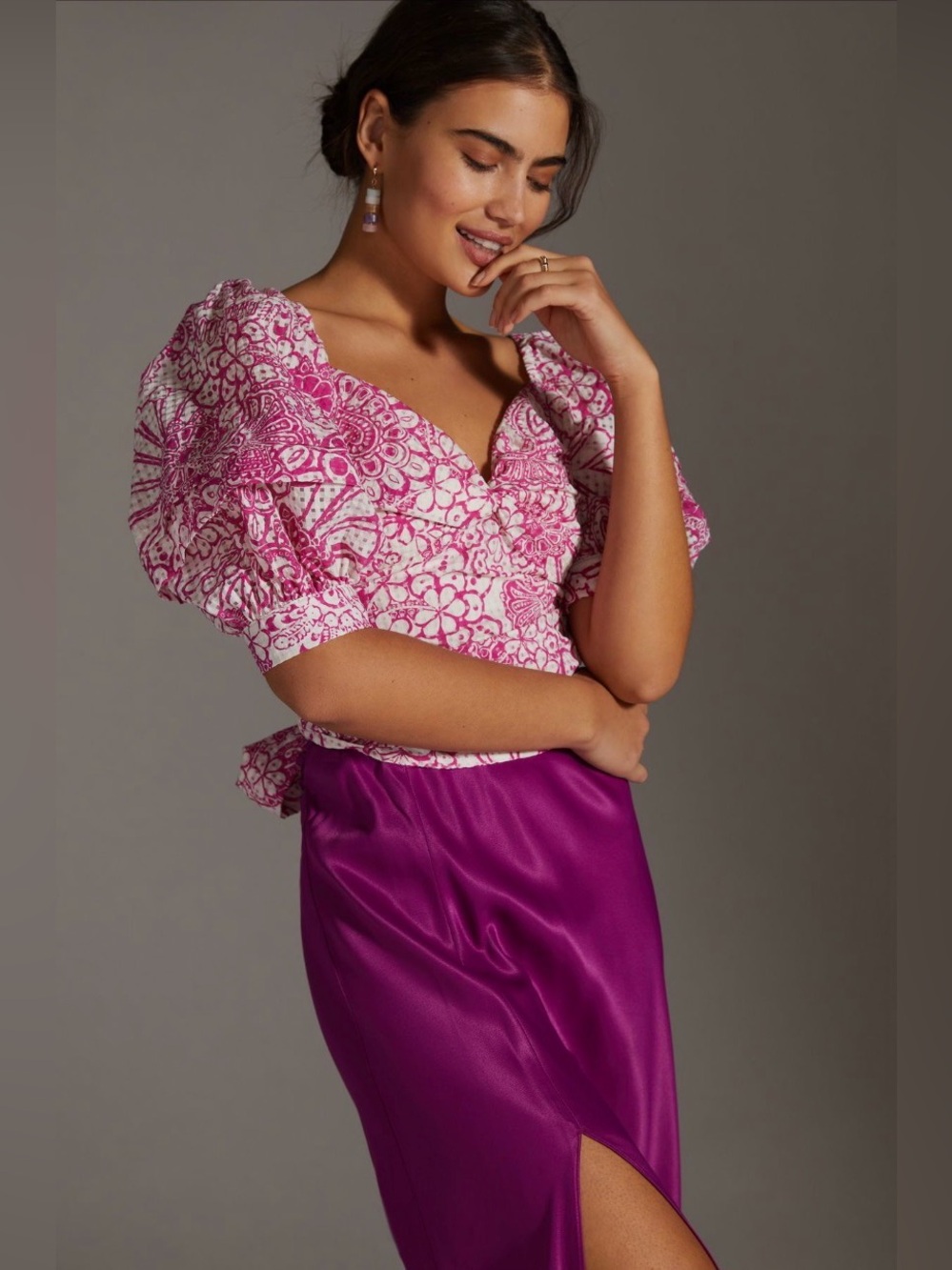Maeve tie-back printed crop top